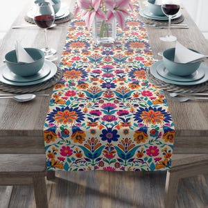 Floral Table Runner | Flowers Print Table Runner | Floral Table Decoration | Purple Table Runner | Print Table Runner | Retro Wildflowers