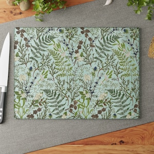 Winter Forest Glass Cutting Board | Cottagecore | Mistletoe | Pine | Botanical | Christmas Cutting Board | Yule Decor | Housewarming Gift