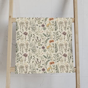 Botanical Hand Towel | Wildflowers | Cottagecore Bathroom Decor | Whimsical Bath Decor | Floral Hand Towel | Botanical Bath Towel