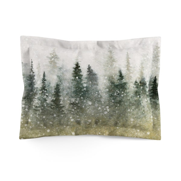 Winter Woods Pillow Cover | Holiday Home Decor | Farmhouse Decor | Christmas Pillow Sham | Snow | Woodland | Forest | Yule | Pine | Fir