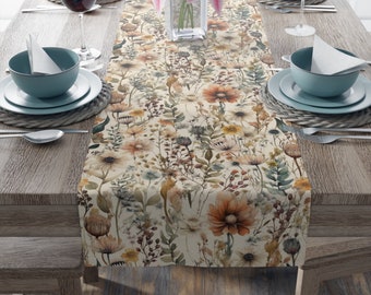 Botanical Table Runner | Wildflowers | Cottagecore Table Runner | Whimsical Decor | Floral Table Decor | Botanical Table Runner | Boho Decor