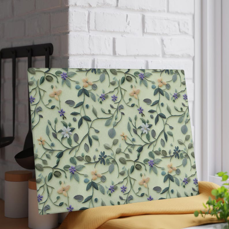 Botanical Glass Cutting Board | Wildflowers | Charcuterie Board | Serving Plate | Tempered Glass | Floral Cutting Board | Housewarming Gift image 3