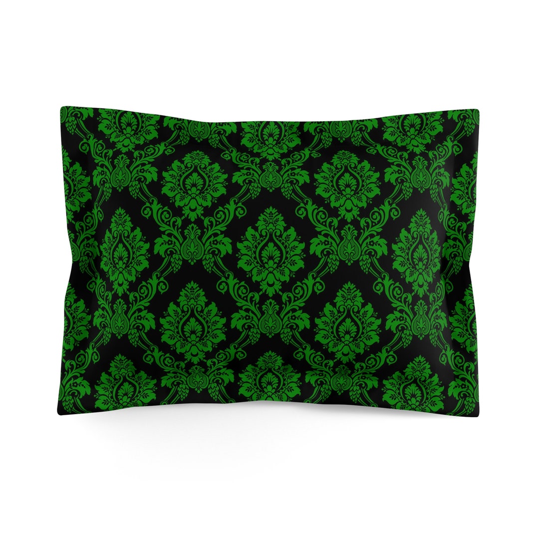 Green Damask Pillow Cover Gothic Pillow Cover Victorian Etsy