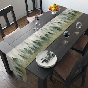 Pine Woods Table Runner | Christmas Runner | Farmhouse Rustic Decor | Cottagecore Runner | Snow | Woodland | Forest | Yule | Pine | Fir