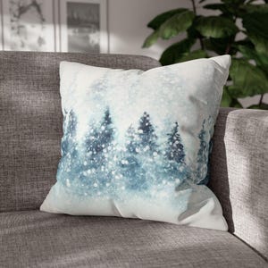 Winter Woods Pillow Cover | Holiday Home Decor | Farmhouse Decor | Christmas Throw Pillow | Snow | Woodland | Forest | Yule | Pine | Fir