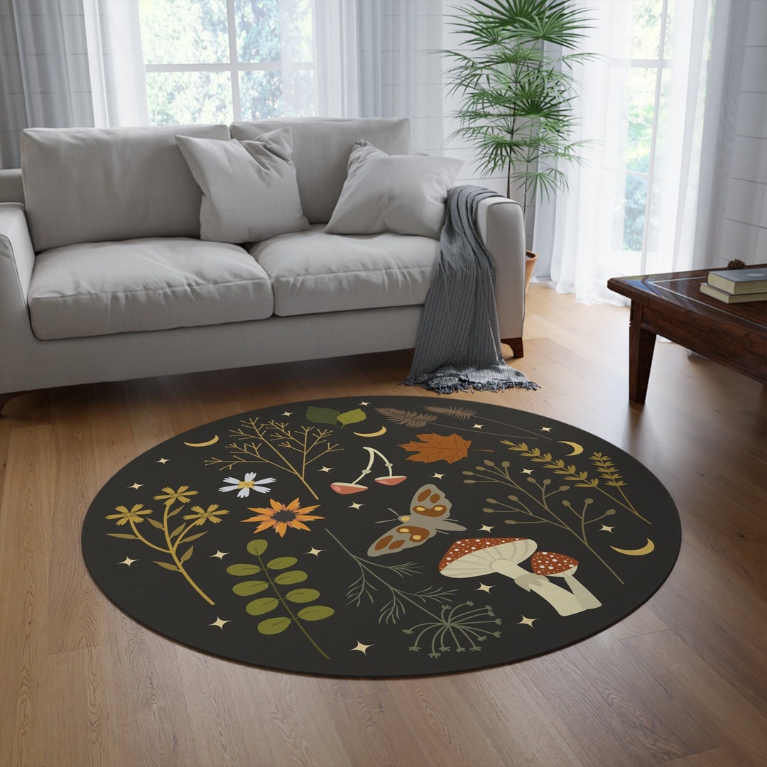 Woodland Cottagecore Rug Enchanted Forest Celestial Bohemian Boho Plant