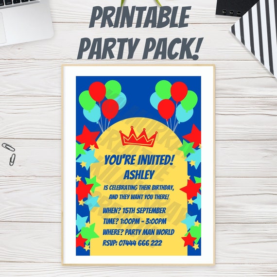 Customised Printable Party Pack for Kid's Parties - Etsy