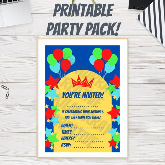 Printable Party Pack for Kid's Parties Invites Games - Etsy
