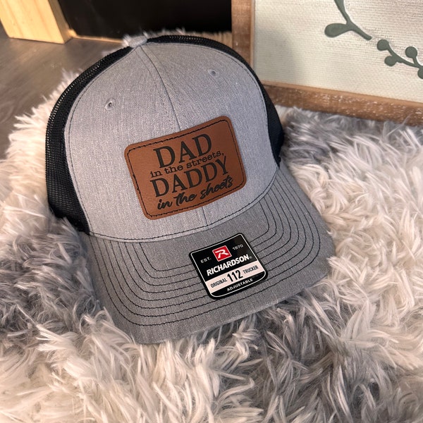 Gray Richardson  112 snapback hat with Dad in the streets, Daddy in the sheets leather patch