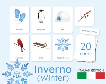 INVERNO / INVERNO / Versione italiana / Carte Nomenclatura in 3 parti / Montessori Friendly / Attività educative stampabili con flashcard