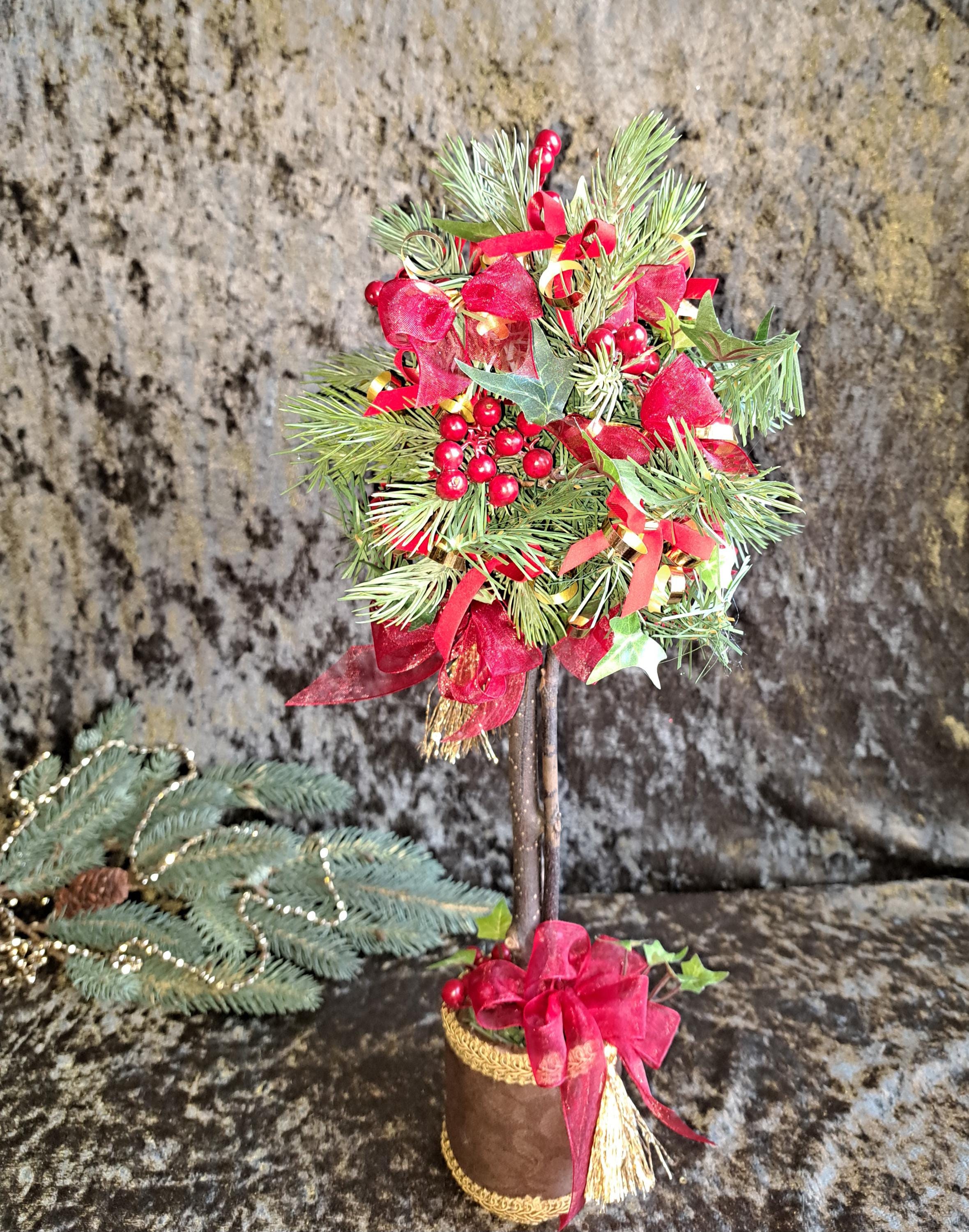 Table Topiaries Christmas Tabletop Topiary Faux Trees SET of 2 Seasonal Holiday Decor ...
