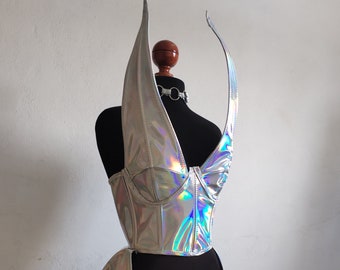 Pointy Vinyl Dress, Corset Rave Outfit, Custom Made