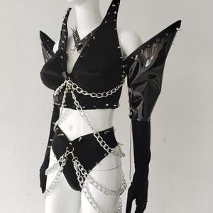 Sexy vynil drag set drag gloves with studs spiky bra top for drag with spikes, dark outfit 4 drag with studs  (MADE TO SIZE+ free shipping)
