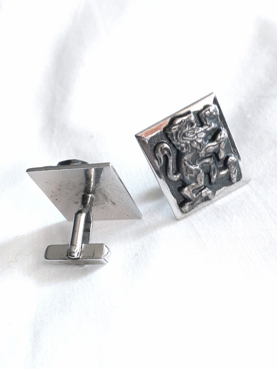 Swank sterling silver vintage cufflinks Lions - image 2