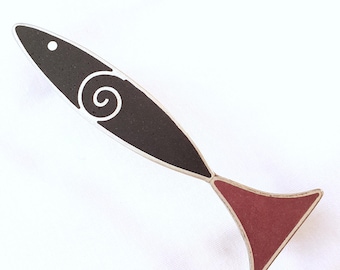 Sterling Silver Fish brooch & earrings, 16 grams