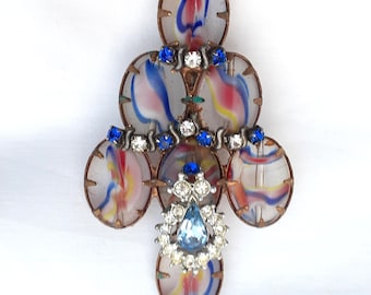 La Heir rhinestones Christmas brooch, vintage