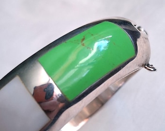 Montero Mexico 950 Gaspeite & Sterling Silver bracelet, 67 grams