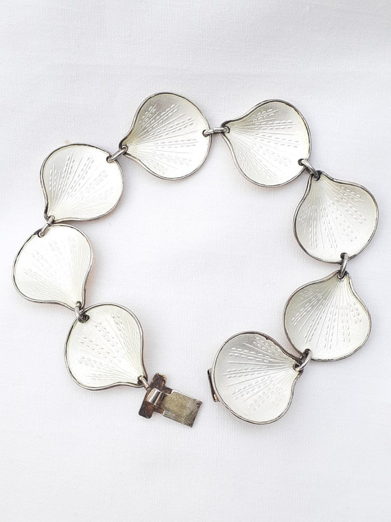 Sterling Silver enameled Shell bracelet Hans Myhr… - image 1