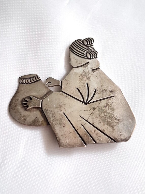 Douglas Etsitty Navajo sterling silver pin brooch - Gem