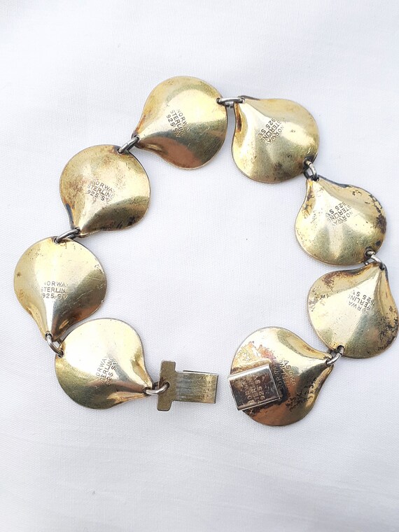 Sterling Silver enameled Shell bracelet Hans Myhr… - image 6