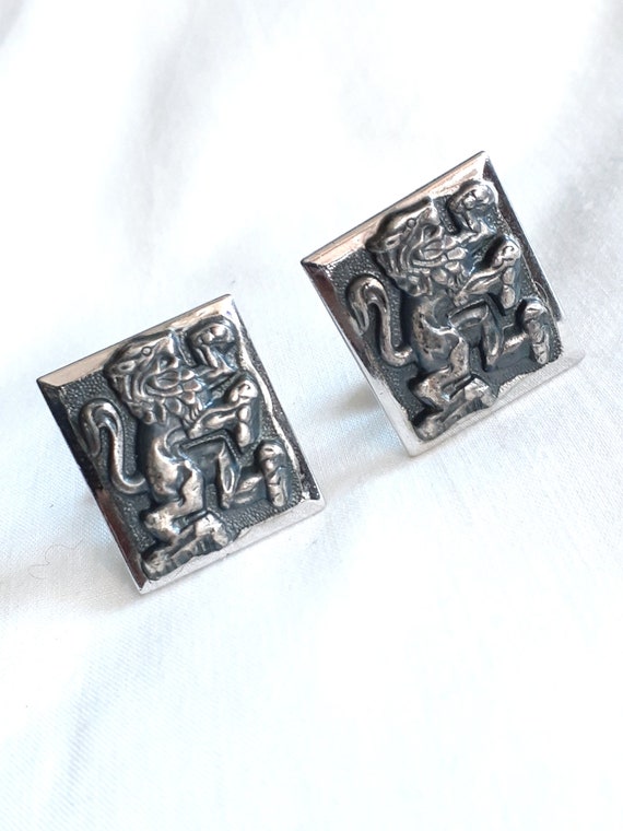 Swank sterling silver vintage cufflinks Lions - image 1