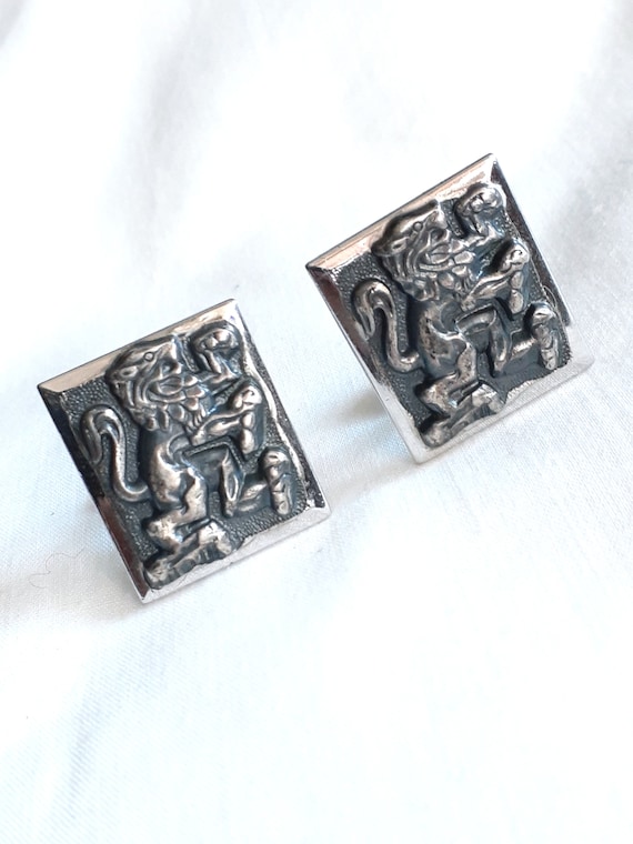 Swank sterling silver vintage cufflinks Lions