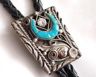 Glen Willie Navajo sterling silver & turquoise bolo tie