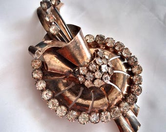 Sterling silver w. rhinestones pin brooch pendant, 29 grams