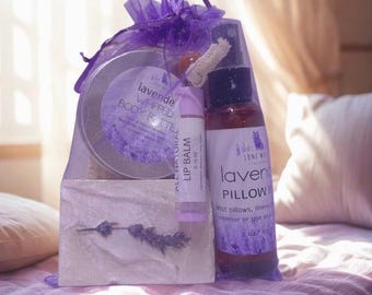 Lavender Self Care Gift Bag: Handmade Body Butter, Soap, Balm & Pillow Mist