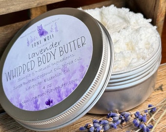 Whipped Lavender Body Butter for Dry, Chapped Skin / Wet Skin Lotion/ Natural