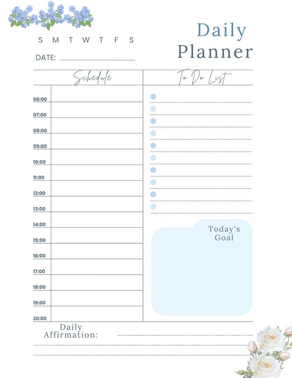 Daily Planner Printable Instant Download - Etsy