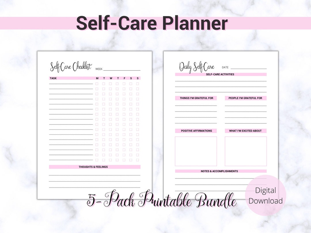 Self Care Checklist, Self-care Planner, Selfcare Journal Digital Gift ...