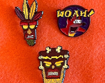 Crash Bandicoot Enamel Pins | Aku Aku, Retro Gaming Collectibles