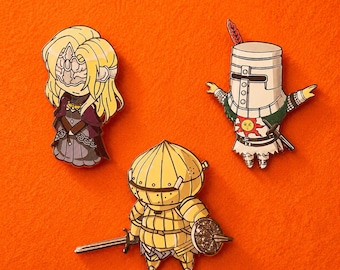 Dark Souls Enamel Pins | Solaire, Onion Knight, Fire Keeper, Praise Sun Keychain