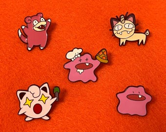 Derpy Pokopokia Pokémon Enamel Pins | Ditto, Meowth, Jiggly Puff, Slowpoke