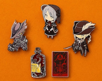 Bloodborne Collectible Enamel Pins | Hunter, The Doll, Lady Maria, Blood Vial