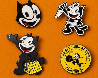 Felix the Cat Collectible Enamel Pins | Classic Cartoon Retro Animation Pins