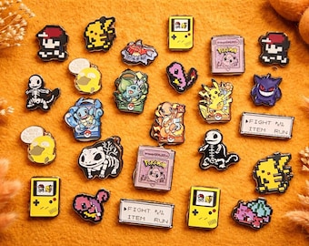 Retro Pokemon Enamel Pins | 8-Bit Gameboy Pixel Art