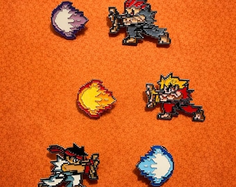 Retro 8-Bit Pins | Street Fighter RYU AKUMA KEN Classic Pixel Art Collectible Enamel Pins
