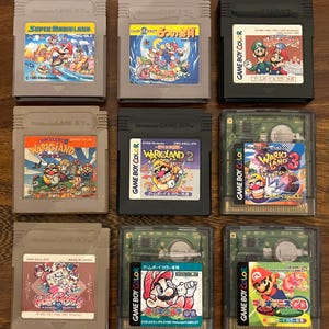 スーパーマリオランド、ワリオ、マリオテニス、マリオゴルフ、スーパーマリオギャラリー オリジナルゲームボーイとゲームボーイカラー用の日本製カートリッジ