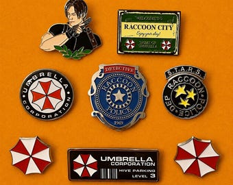 Resident Evil Collectible Enamel Pins | Raccoon City, Leon Kennedy, S.T.A.R.S. Badge