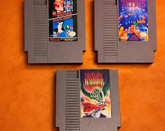 Tetris, Dragon Warrior and Super Mario Bros Duck Hunt for NES
