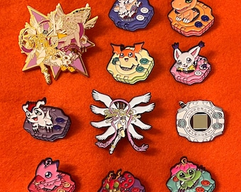 Digimon Collectible Enamel Pins | Agumon, Patamon, Gatomon, Crest & Digivice Pins