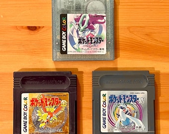 Pokemon Crystal, Gold and Silver Japanese Loose Cartridges for Gameboy Color and Gameboy Advance