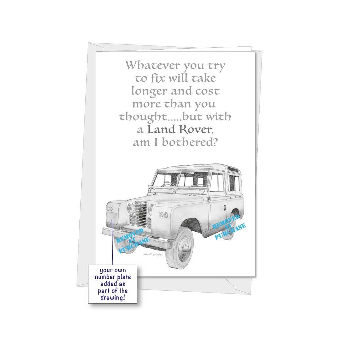 Land Rover Post Card Land Rover Series 2 Greeting Card, Personalised, Hand-drawn Choice 2 ...