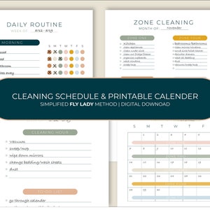 Daily/weekly/monthly cleaning schedule | simplified fly lady design digital download printable file