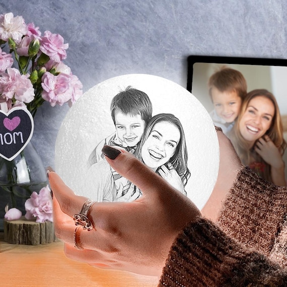 3D Lampe lune personnalisée Photo + Text - Cadeau d’anniversaire, Cadeau de Noël, Cadeau BBf, STL 3D model design print download files