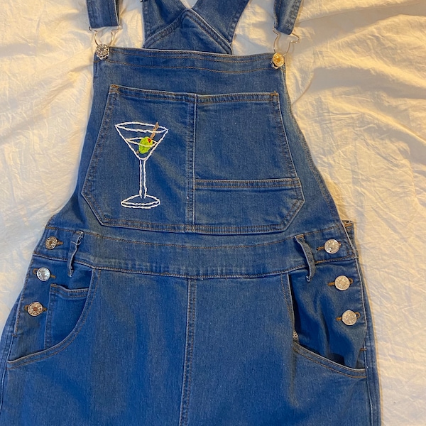 Hand embroidered overalls, perfect for festivals or everyday wear!