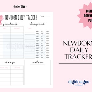 Baby Girl Daily Log | Infant Schedule Tracker | Sleep Feed Diaper Log | Newborn Schedule Log | Instant Download File | Print at Home