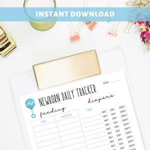 Baby Boy Daily Log | Infant Schedule Tracker | Sleep Feed Diaper Log | Newborn Schedule Log | Instant Download File | Print at Home